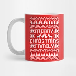 Ugly Christmas sweater Merry Christmas Family white text Mug